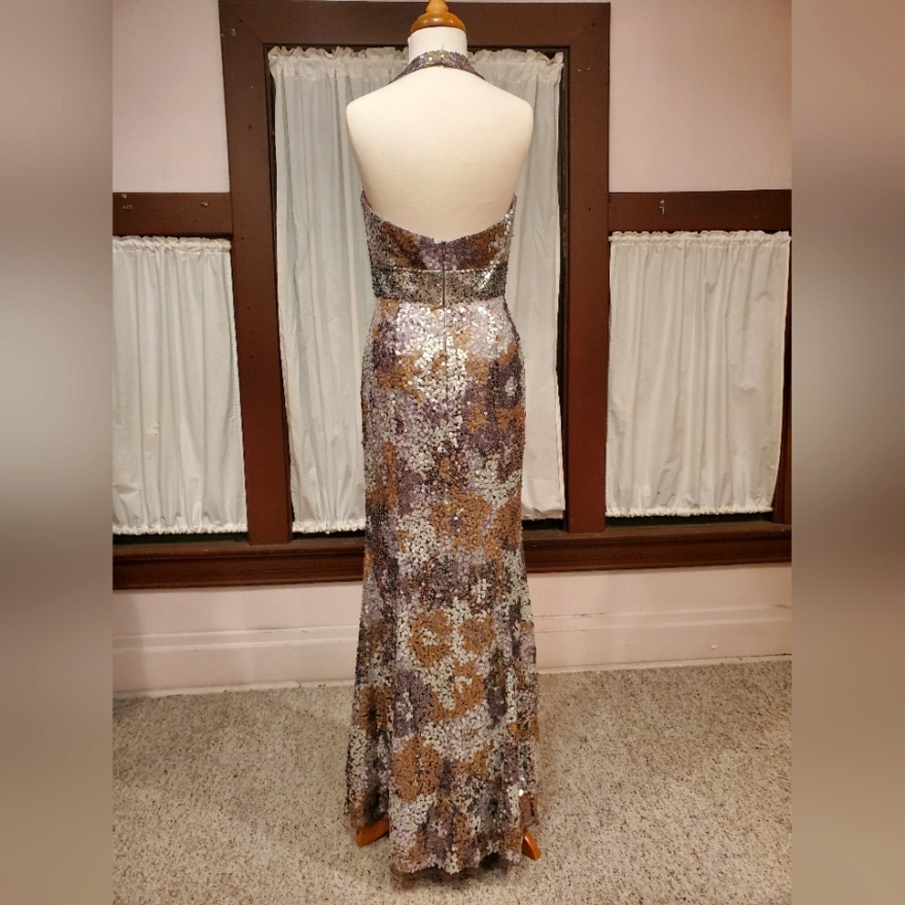 Charcoal/Multi Color Sequin Gown Nwot - image 4